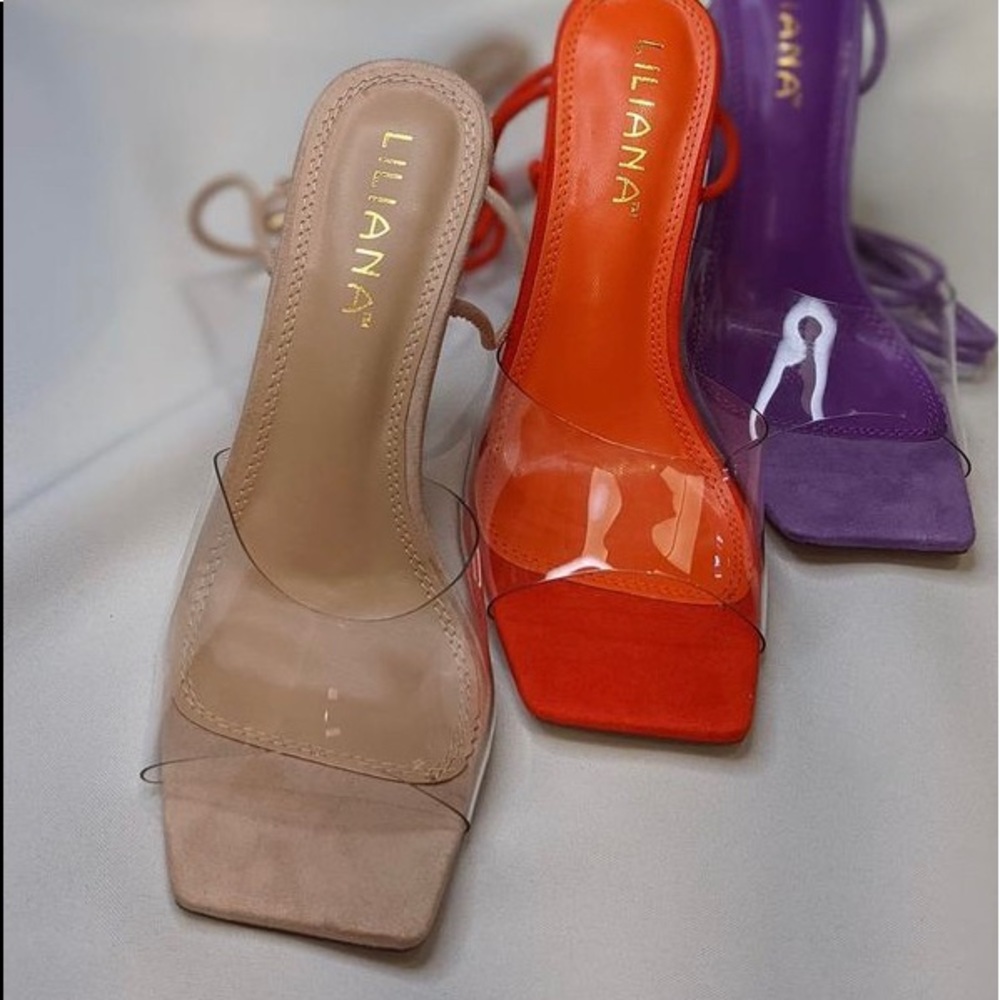 Tan and orange heels